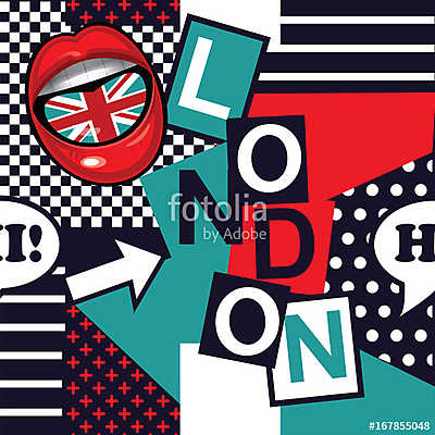 geometric pop art seamless London pattern (többrészes kép) - vászonkép, falikép otthonra és irodába