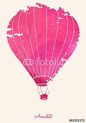 Rózsaszín abstract hőlégballon - akvarell (poszter) - vászonkép, falikép otthonra és irodába