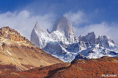 Mount Fitz Roy, Los Glaciares Nemzeti Park, Patagonia (keretezett kép) - vászonkép, falikép otthonra és irodába