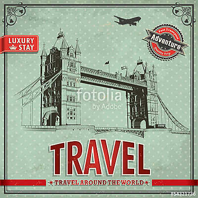 Vintage travel london vacation poszter (keretezett kép) - vászonkép, falikép otthonra és irodába