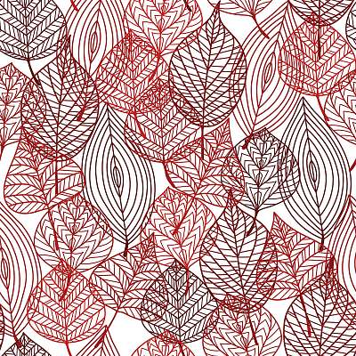 Seamless pattern of red autumnal leaves (többrészes kép) - vászonkép, falikép otthonra és irodába
