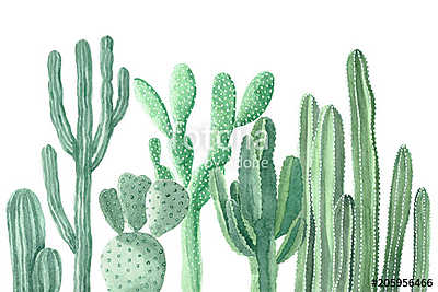 Watercolor Cactus and Succulents (poszter) - vászonkép, falikép otthonra és irodába