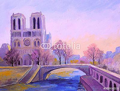 Notre Dame Párizsban(olajfestmény reprodukció) (bögre) - vászonkép, falikép otthonra és irodába