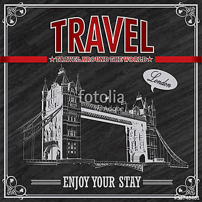 Vintage London Travel ünnepi plakát (poszter) - vászonkép, falikép otthonra és irodába