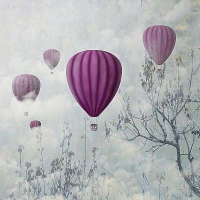 Lila hőlégballonok  (bögre) - vászonkép, falikép otthonra és irodába