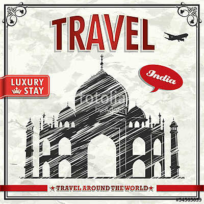 Vintage travel India ünnepi plakát (többrészes kép) - vászonkép, falikép otthonra és irodába