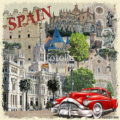 Spain vintage poster. (vászonkép óra) - vászonkép, falikép otthonra és irodába