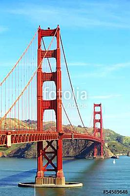 Golden Gate híd, San Francisco, USA (keretezett kép) - vászonkép, falikép otthonra és irodába