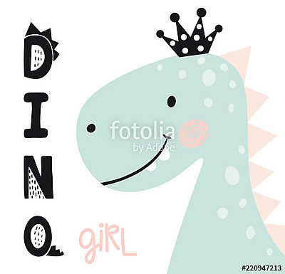 Dino-lány (keretezett kép) - vászonkép, falikép otthonra és irodába