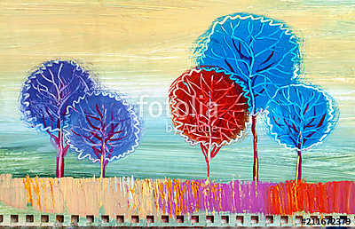 Modern absztrakt művészi fák (olajfestmény reprodukció) (bögre) - vászonkép, falikép otthonra és irodába