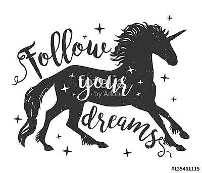 Follow your dreams unikornis sziluett (poszter) - vászonkép, falikép otthonra és irodába