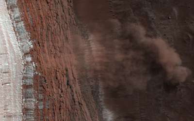 Akció közben: Porlavinák a MARS északi pólusánál (keretezett kép) - vászonkép, falikép otthonra és irodába