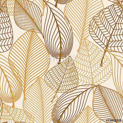 Atumnal seamless pattern with brown leaves (poszter) - vászonkép, falikép otthonra és irodába