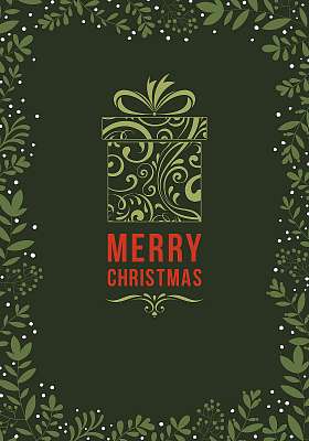 Elegáns sötét karácsonyi grafika 3. (ajándékdoboz) (keretezett kép) - vászonkép, falikép otthonra és irodába