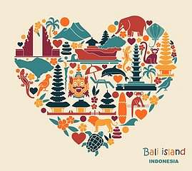 Bali szimbólumok szív alakban (keretezett kép) - vászonkép, falikép otthonra és irodába