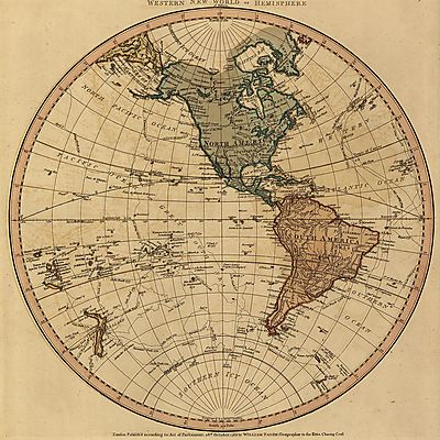 Nyugati félteke térképe (keretezett kép) - vászonkép, falikép otthonra és irodába