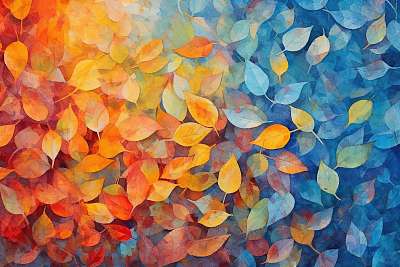 Őszi színes levelek 3. (többrészes kép) - vászonkép, falikép otthonra és irodába