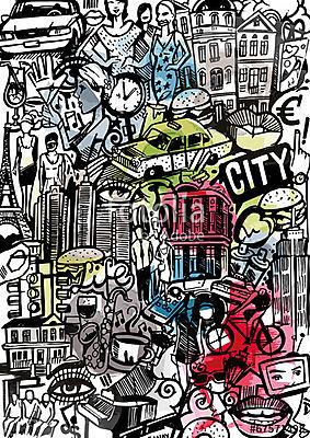 Big City Doodle (többrészes kép) - vászonkép, falikép otthonra és irodába