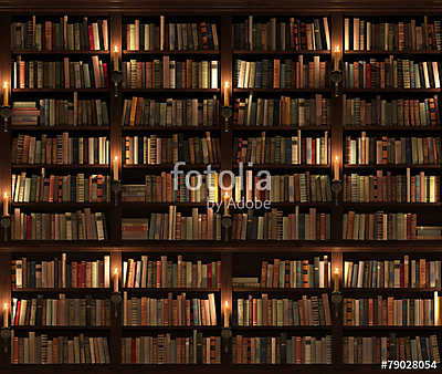 Bookshelf. Seamless texture (vertically and horizontally) (vászonkép óra) - vászonkép, falikép otthonra és irodába