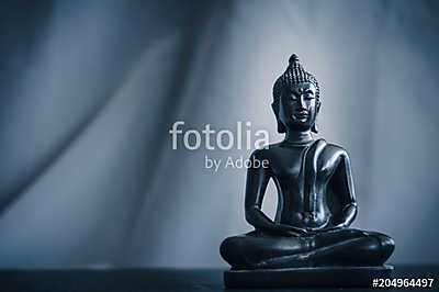 black statue of Buddha (fotótapéta) - vászonkép, falikép otthonra és irodába