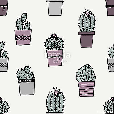 Hand Drawn Cactus Pattern (keretezett kép) - vászonkép, falikép otthonra és irodába