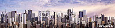 Nap város panoráma / 3D-s renderelés a nappali modern város alat (poszter) - vászonkép, falikép otthonra és irodába