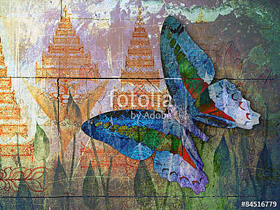 butterfly( Thai background ) (fotótapéta) - vászonkép, falikép otthonra és irodába