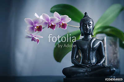 Buddha and Orchid (többrészes kép) - vászonkép, falikép otthonra és irodába