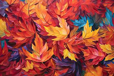 Őszi színes levelek 6. (keretezett kép) - vászonkép, falikép otthonra és irodába