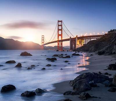 Golden Gate híd San Francisco Kalifornienben (fotótapéta) - vászonkép, falikép otthonra és irodába