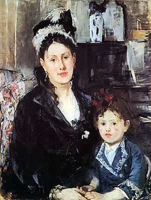 Madame Boursier és lánya portréja (keretezett kép) - vászonkép, falikép otthonra és irodába