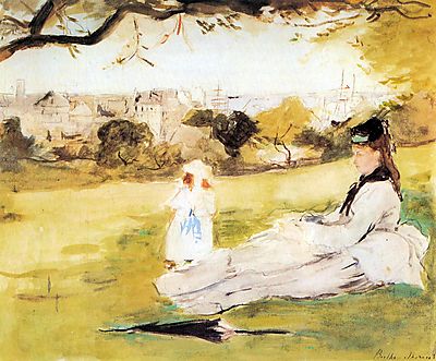 Anya és gyermeke a mezőn (keretezett kép) - vászonkép, falikép otthonra és irodába