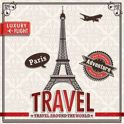 Vintage Paris Travel vakáció plakát (keretezett kép) - vászonkép, falikép otthonra és irodába