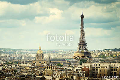 Nézd meg az Eiffel-toronyt, Párizs, Franciaország (többrészes kép) - vászonkép, falikép otthonra és irodába