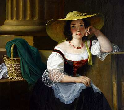 Kalapos hölgy portréja (fotótapéta) - vászonkép, falikép otthonra és irodába