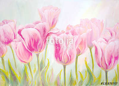 Pompázatos tulipánok kompozíciója (olajfestmény reprodukció) (poszter) - vászonkép, falikép otthonra és irodába