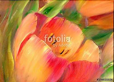 Tulipán részlete (olajfestmény reprodukció) (fotótapéta) - vászonkép, falikép otthonra és irodába