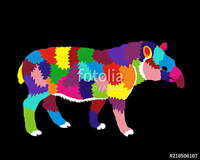 Colorful Animal Pop Art Poster Illustration Graphic Design (többrészes kép) - vászonkép, falikép otthonra és irodába