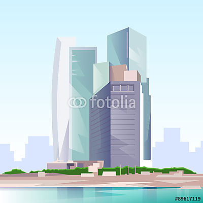 Város felhőkarcoló Nézd meg a városkép Skyline vektorát (vászonkép óra) - vászonkép, falikép otthonra és irodába