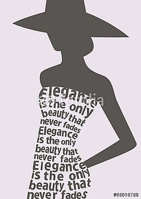 Sziluettje nő ruhában a szavakat. Vektor (fotótapéta) - vászonkép, falikép otthonra és irodába