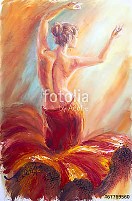 Táncoló nő szoknyában  (olajfestmény reprodukció) (fotótapéta) - vászonkép, falikép otthonra és irodába