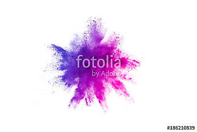 Multicolor powder explosion on white background. Colored cloud. Colorful dust explode. Paint Holi. (többrészes kép) - vászonkép, falikép otthonra és irodába