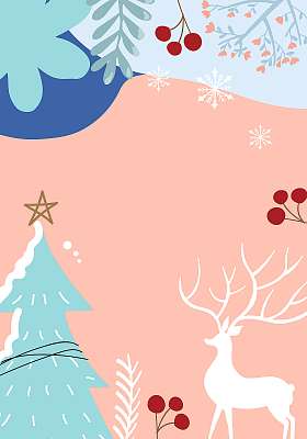 Modern karácsonyi grafika 1. (szarvas, karácsonyfa) (keretezett kép) - vászonkép, falikép otthonra és irodába