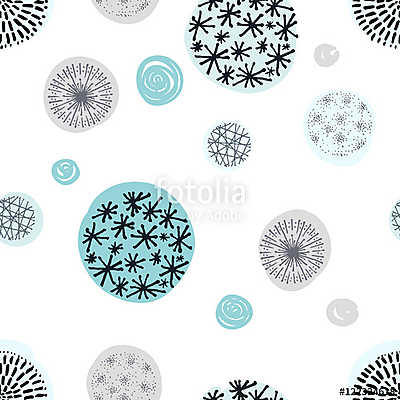 Seamless pattern with hand drawn circle doodle stylish elements. (keretezett kép) - vászonkép, falikép otthonra és irodába