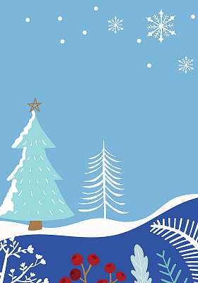 Modern karácsonyi grafika 1. (havas tájkép) (keretezett kép) - vászonkép, falikép otthonra és irodába