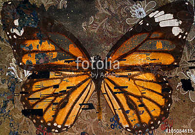 Absztrakt pillangó (vászonkép óra) - vászonkép, falikép otthonra és irodába