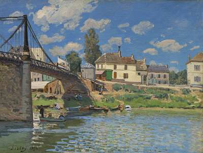 Híd  Villeneuve la Garennenél (keretezett kép) - vászonkép, falikép otthonra és irodába