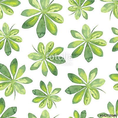 Zöld leveles növény tapétaminta (fotótapéta) - vászonkép, falikép otthonra és irodába
