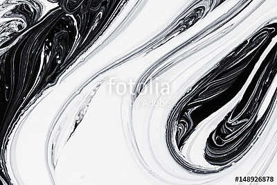 abstract background, white and black mineral oil paint on water (vászonkép óra) - vászonkép, falikép otthonra és irodába