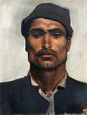 Férfi portré  kalapban (vászonkép óra) - vászonkép, falikép otthonra és irodába